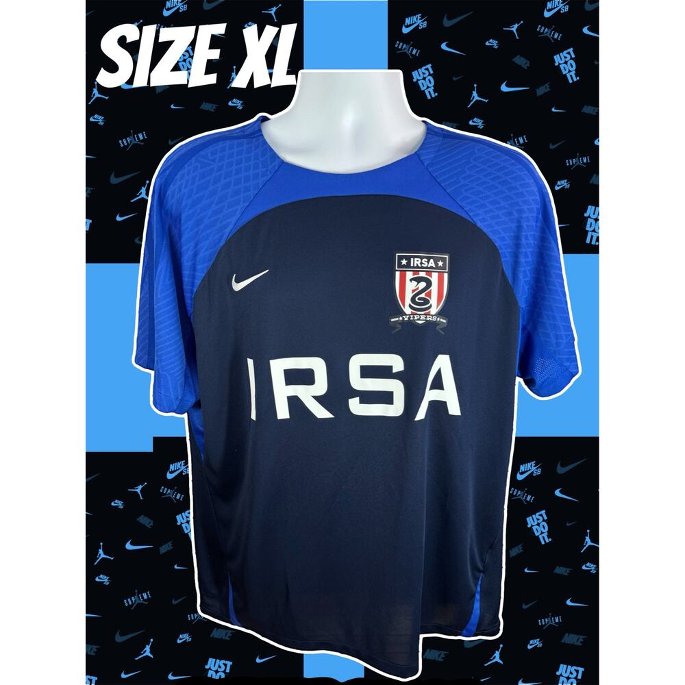 NIKE IRSA Indian River Soccer Academy Jersey — XL Slim Fit Blue